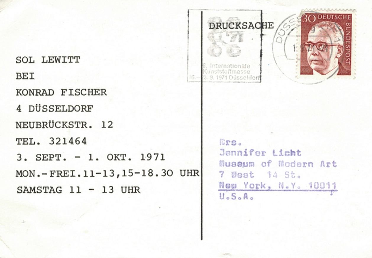 Plan for Konrad Fischer's Galerie [Postcard] thumbnail 2