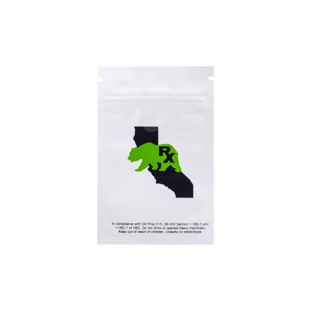 Photo of Eighth Ounce CA Bear Logo White/Clear Barrier Bags