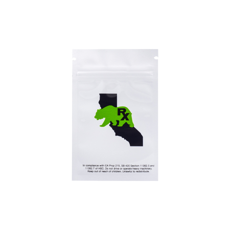 Eighth Ounce CA Bear Logo White/Clear Barrier Bags