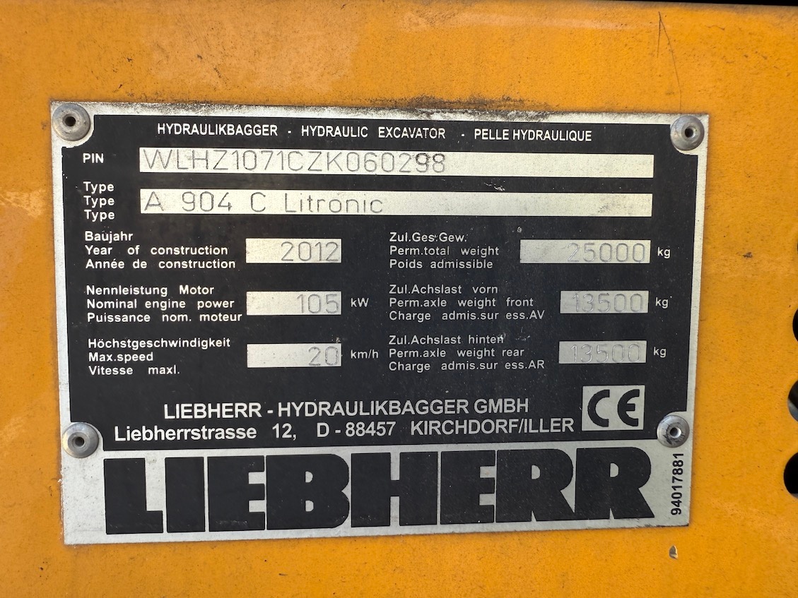 Used 2012 Liebherr A904C MH For Sale