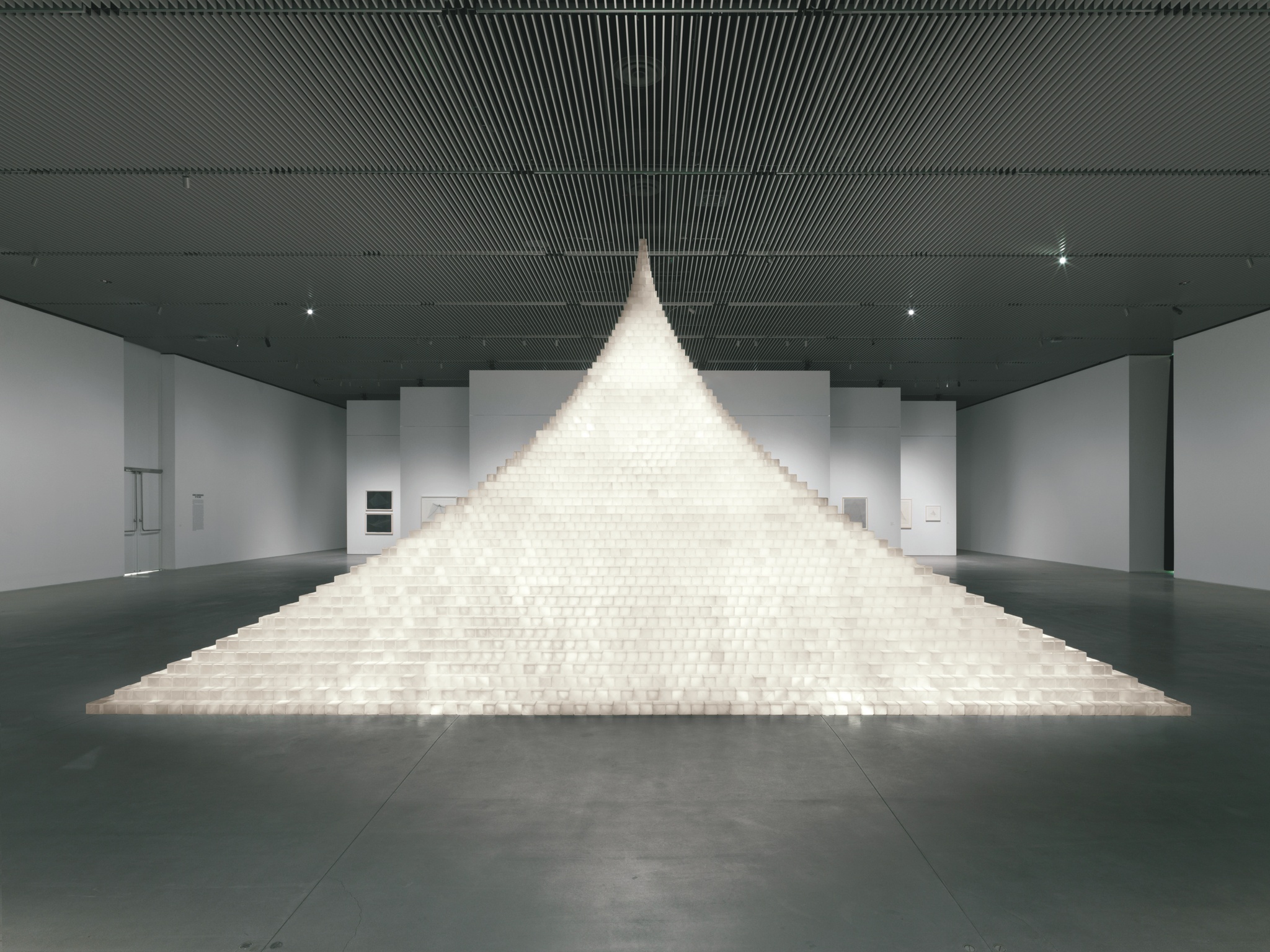 Crystal Pyramid in an installation view of Agnes Denes: Absolutes and Intermediates.