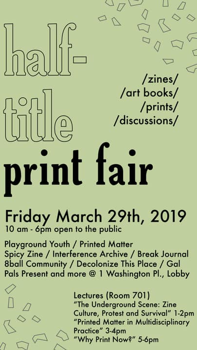 NYU Half-Title Print Fair