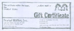 $1000 Gift Certificate, 2008