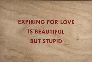 Expiring for Love is Beautiful But Stupid Wooden Postcard