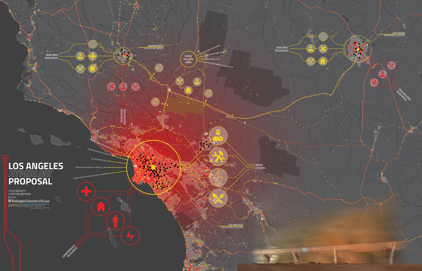 [Student work] A map proposal of the hyperlink in Los Angeles visualizing what it can provide access and resources to