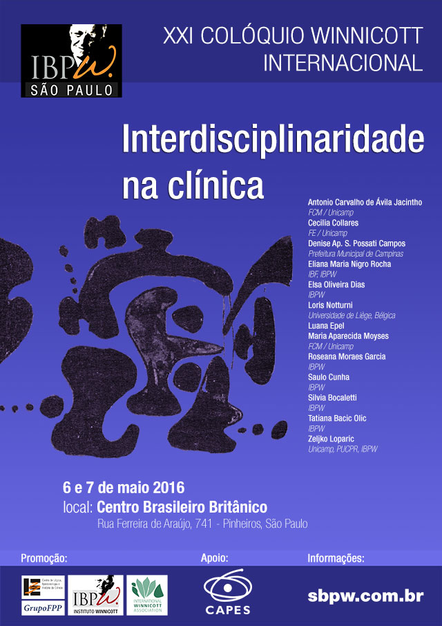 XXI Colóquio Winnicott Internacional: Interdisciplinaridade na clínica