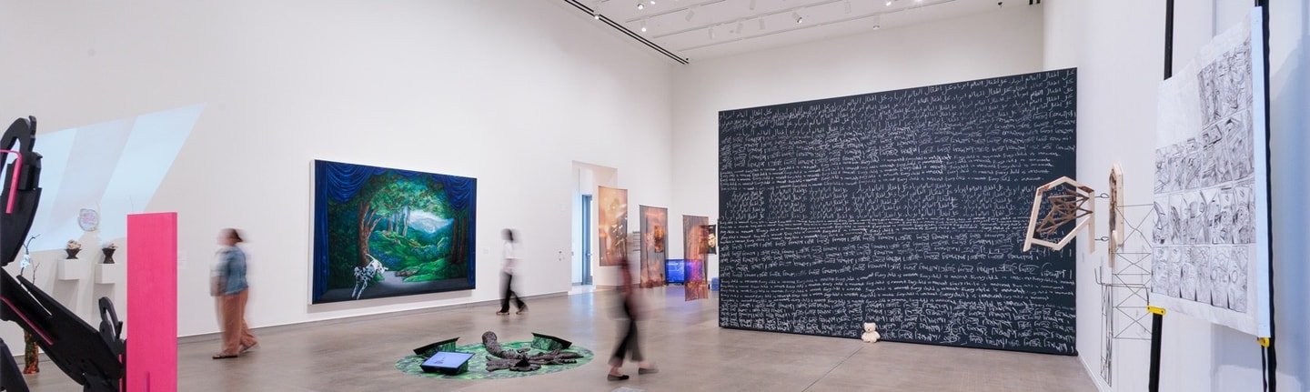 Installation view of Slow Gardens: the 2025 MFA in Visual Art thesis exhibition at the WashU Kemper Art Museum