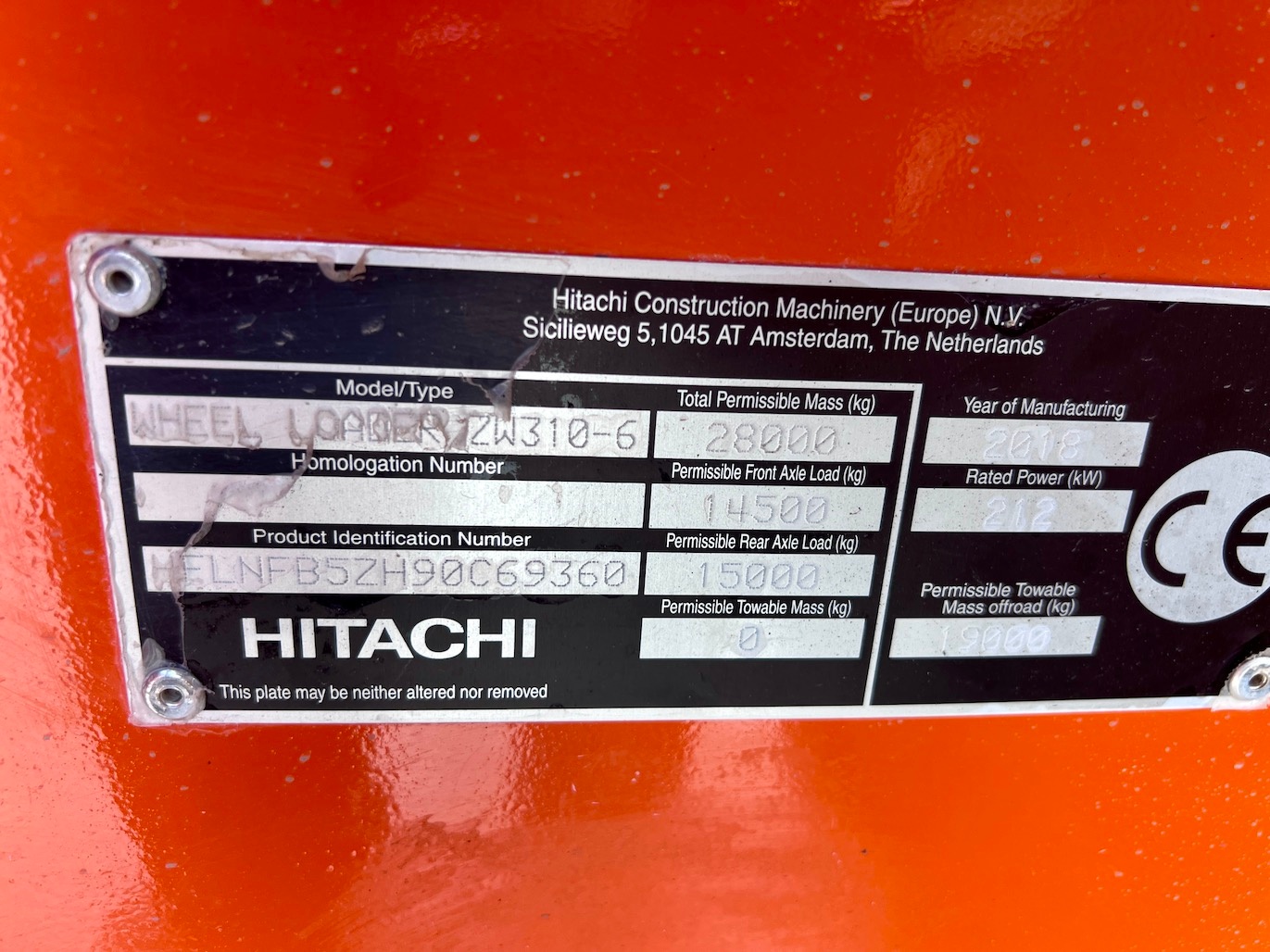 Used 2018 Hitachi ZW310-6 For Sale