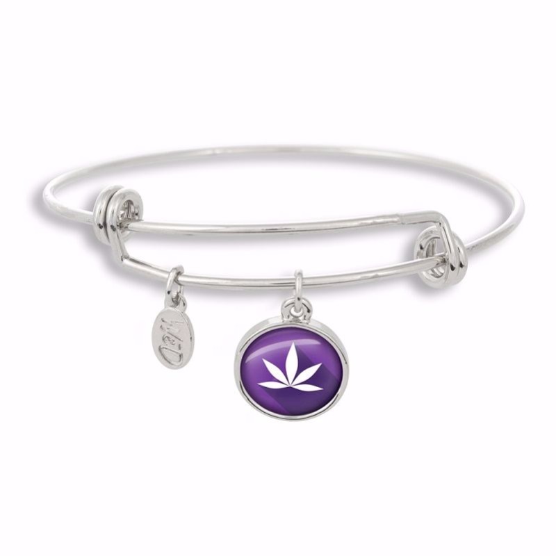 Photo of Cannabis Icon-O-PopCollection Adjustable Bangle Bracelet (Purple Haze Marijuana)