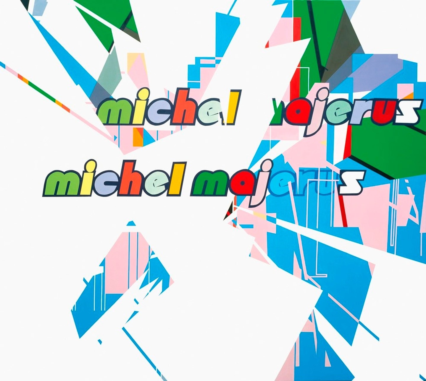 graphic with multiple colors with the text Michel Majerus over top