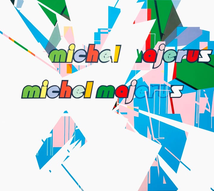 graphic with multiple colors with the text Michel Majerus over top