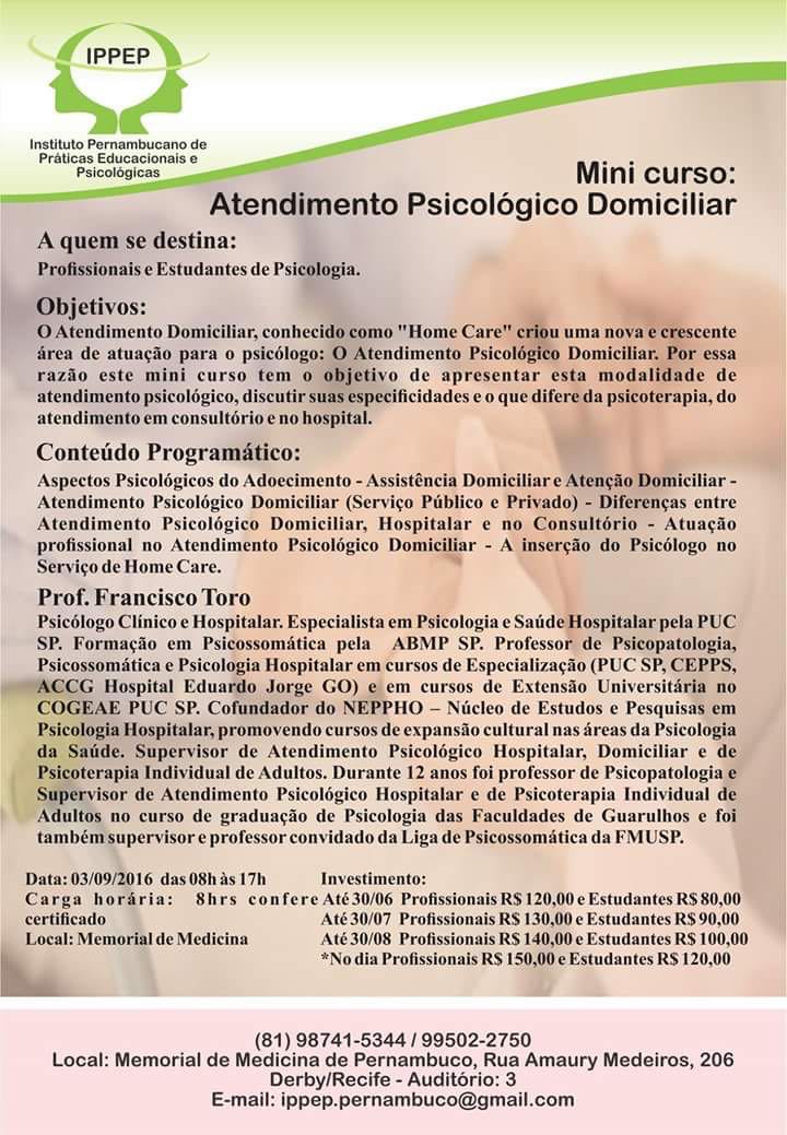 MINI CURSO ATENDIMENTO PSICOLÓGICO DOMICILIAR