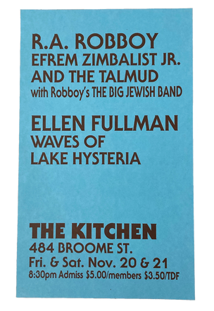 Efrem Zimbalist Jr. and the Talmud, Waves of Lake Hysteria, November 20 & 21, 1981 [The Kitchen Posters]