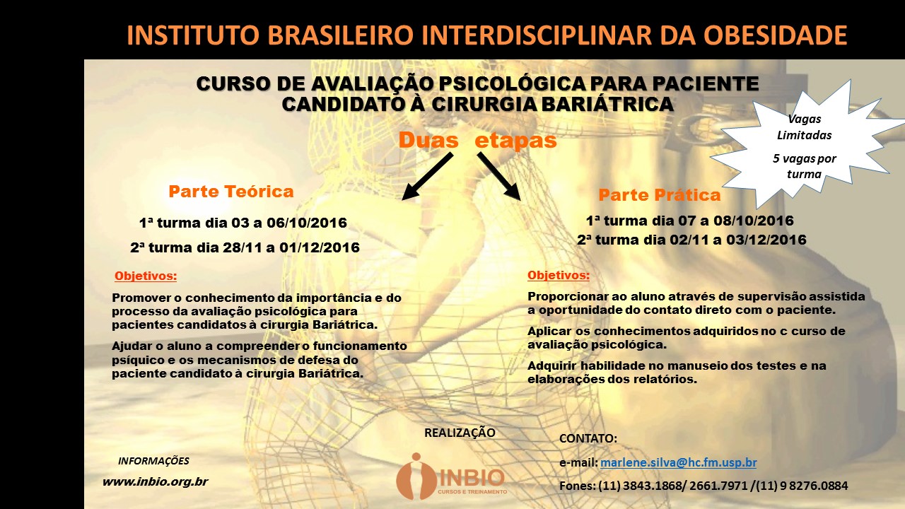 CURSO DE AVALIAÇÃO PSICOLÓGICA PARA PACIENTE CANDIDATO À CIRURGIA BARIÁTRICA