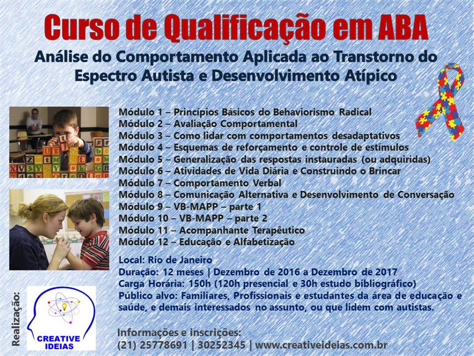 Curso de Qualificação em ABA - Análise do Comportamento Aplicada ao TEA e Desenvolvimento Atípico