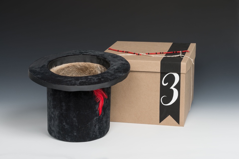 Top hat and a box with the number 3 on it