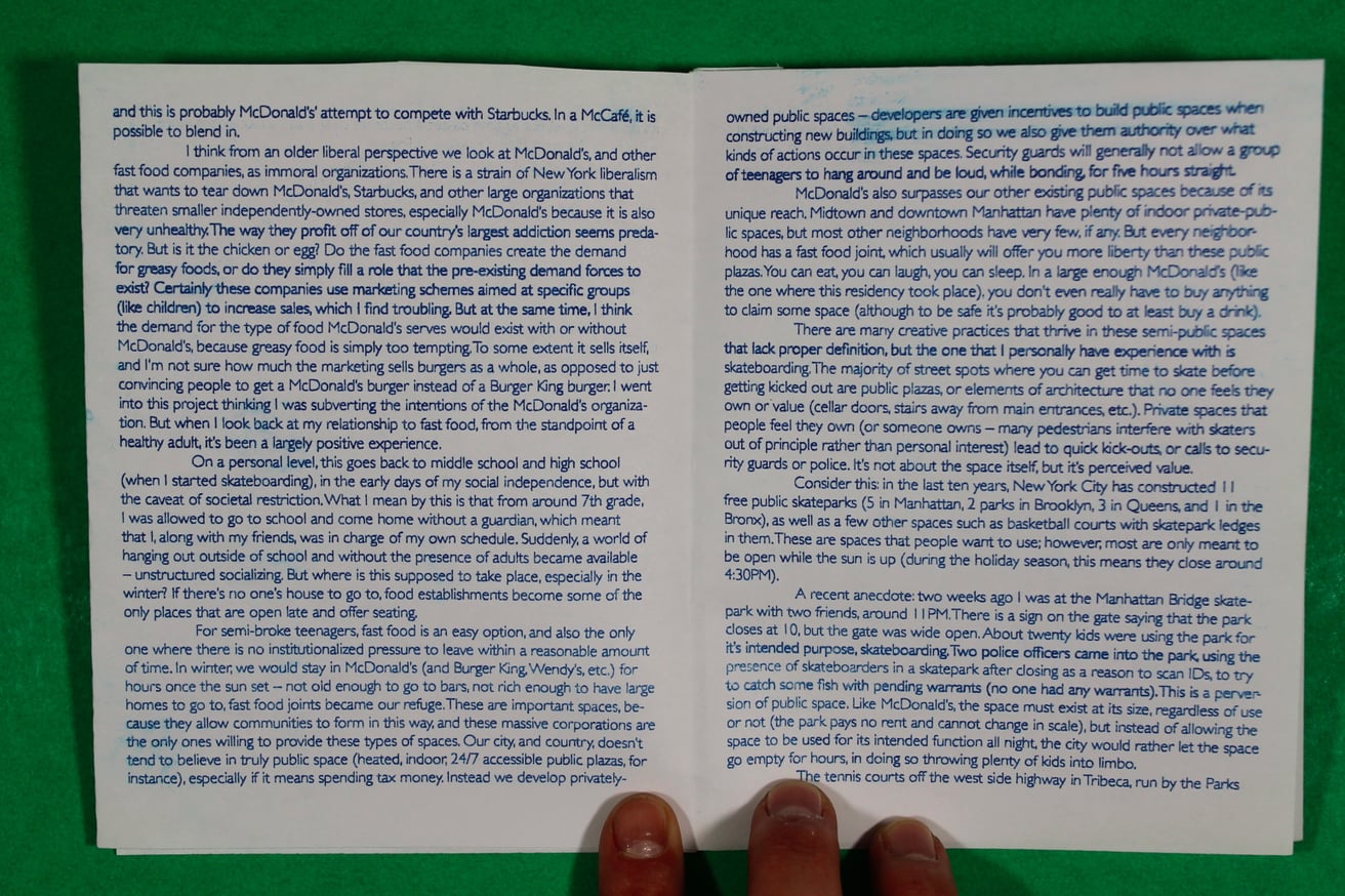 Thought on the Residency at McDonald's, Studio Practice, and Public Space thumbnail 3