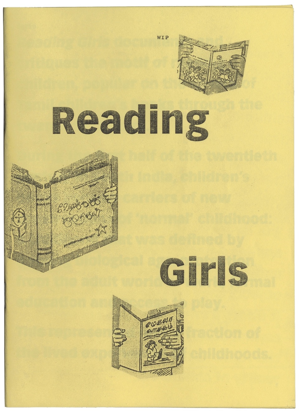 Cover of zine by Nia Thandapani with text Reading Girls
