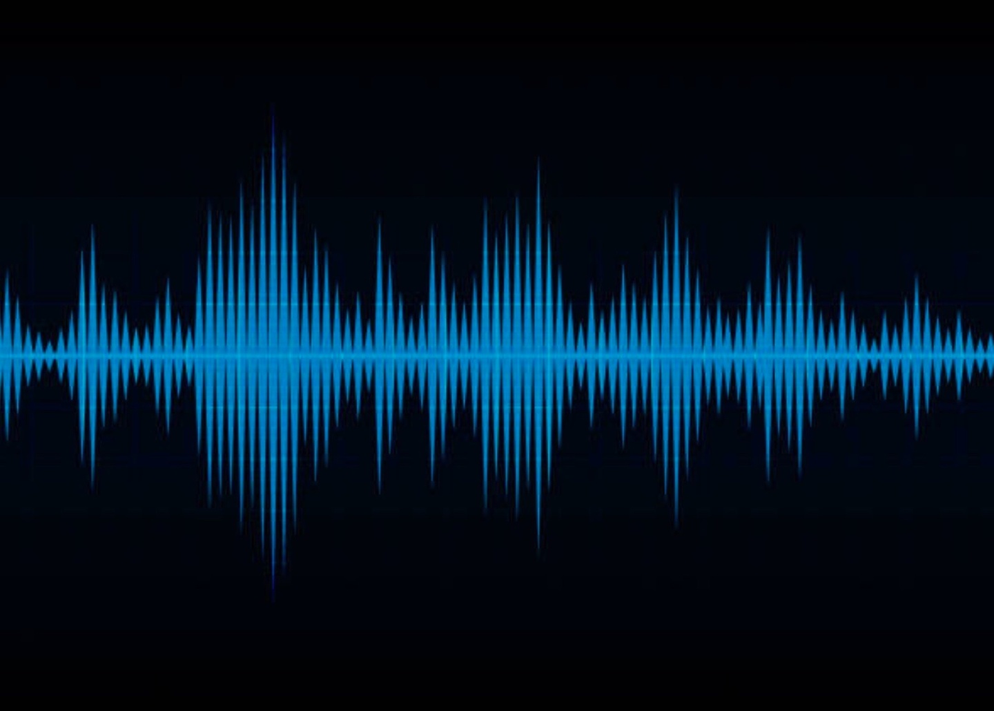 A blue sound wave graph on a black background