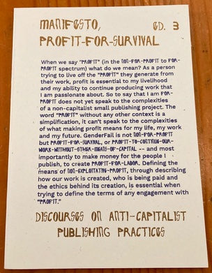 Manifesto, Profit for Survival: Discourses on Anti-Capitalist Publishing Practices (3rd expanded edition)