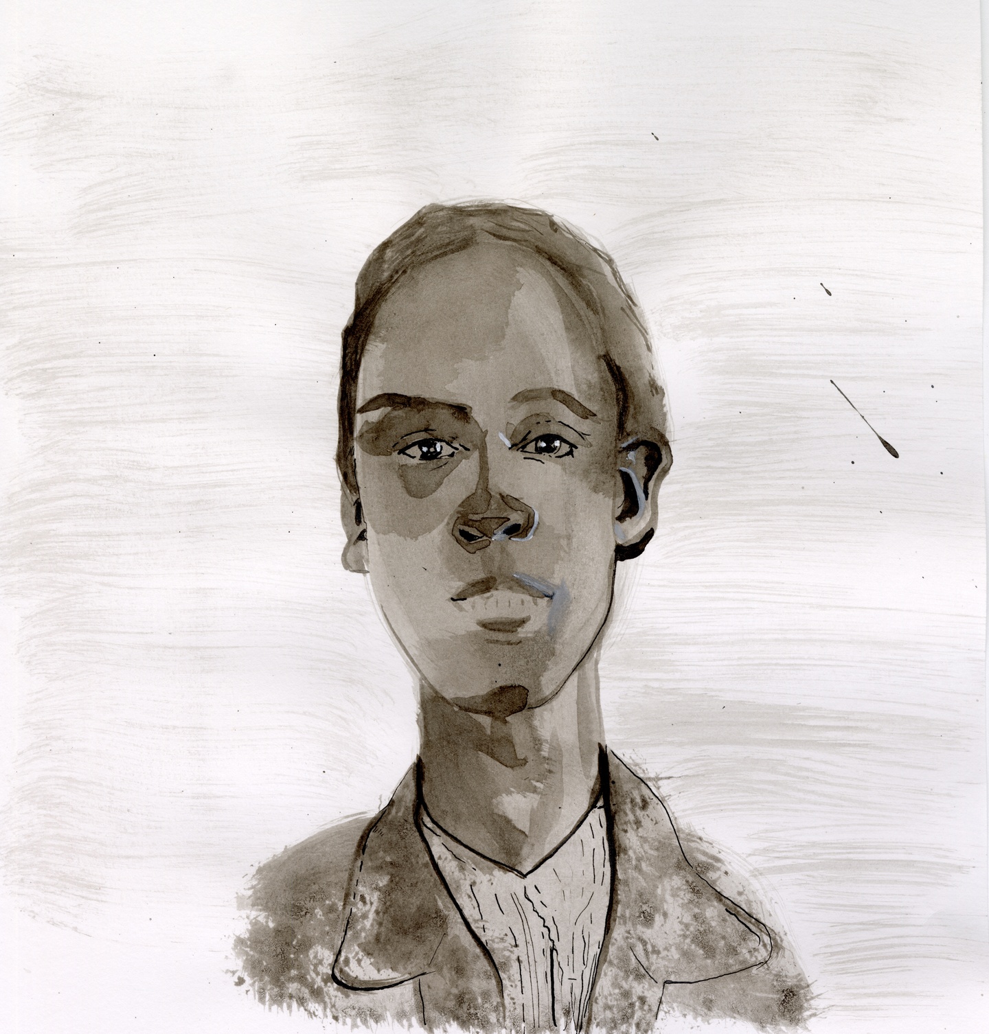 Pen and ink portrait.