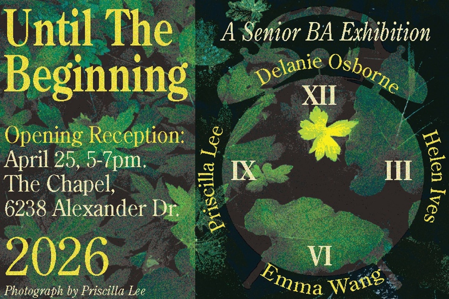 poster in black and green with yellow letter with the title "Until the Beginning"