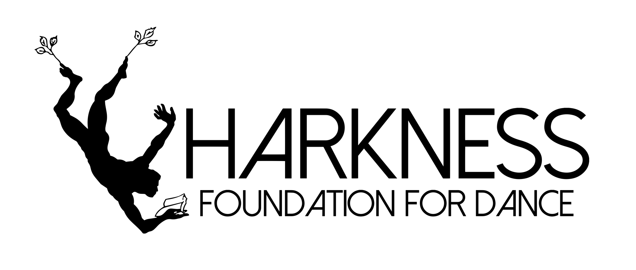 Harnkess Foundation for Dance logo, including the organization's name and the outline of a human figure upside down holding a book.