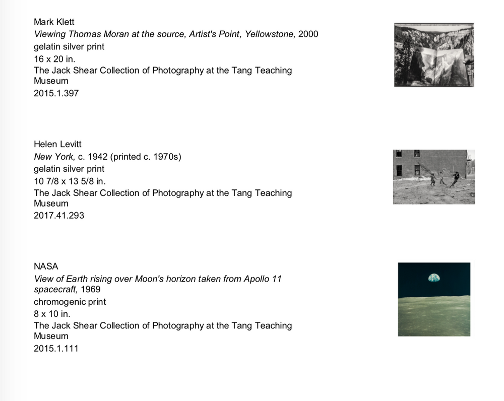 Part of a checklist showing three rows of artwork information on the left and artworks on the right.