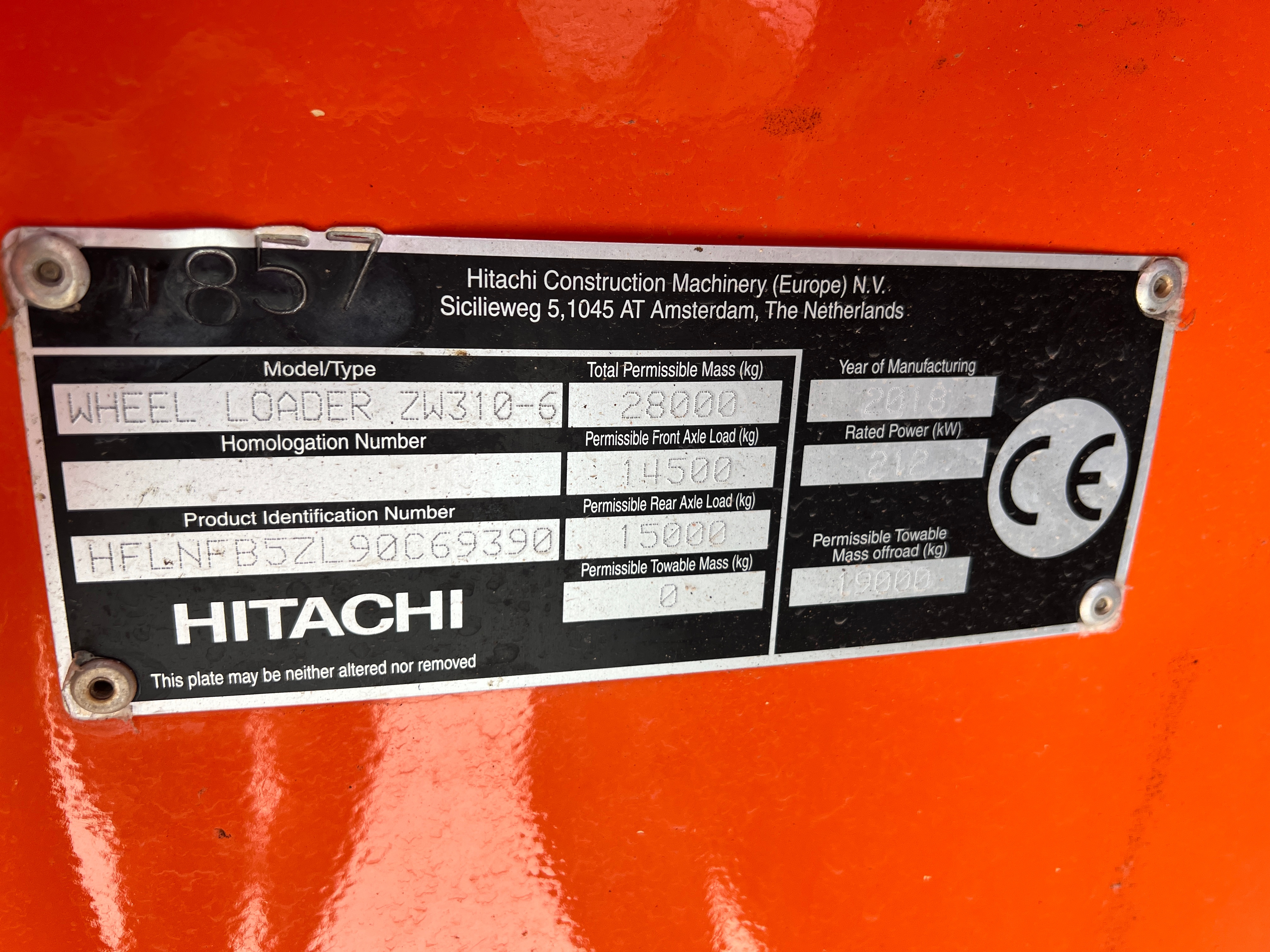 Used 2018 Hitachi ZW310-6 For Sale
