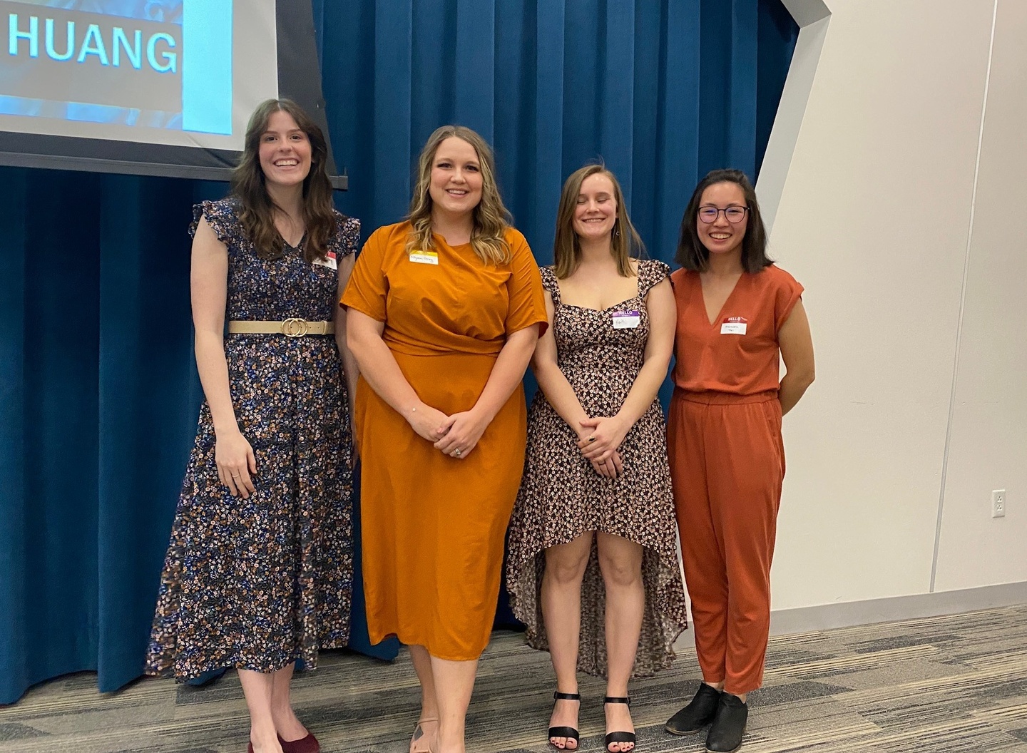 Chapter President Sara Poetting (left) and Chapter President-Elect and Sam Fox lecturer Alexandra Mei (right) with scholarship winners Allyssa Gray and Kaiti Burger (MLA).