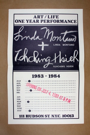 Art/Life One Year Performance Poster [Linda Montano + Tehching Hsieh, stamped]