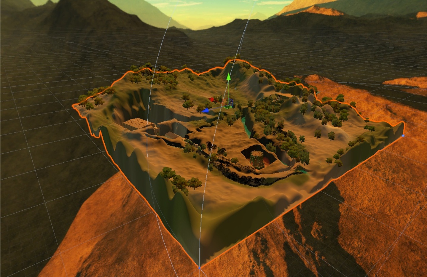 3D rendering of a jagged hill