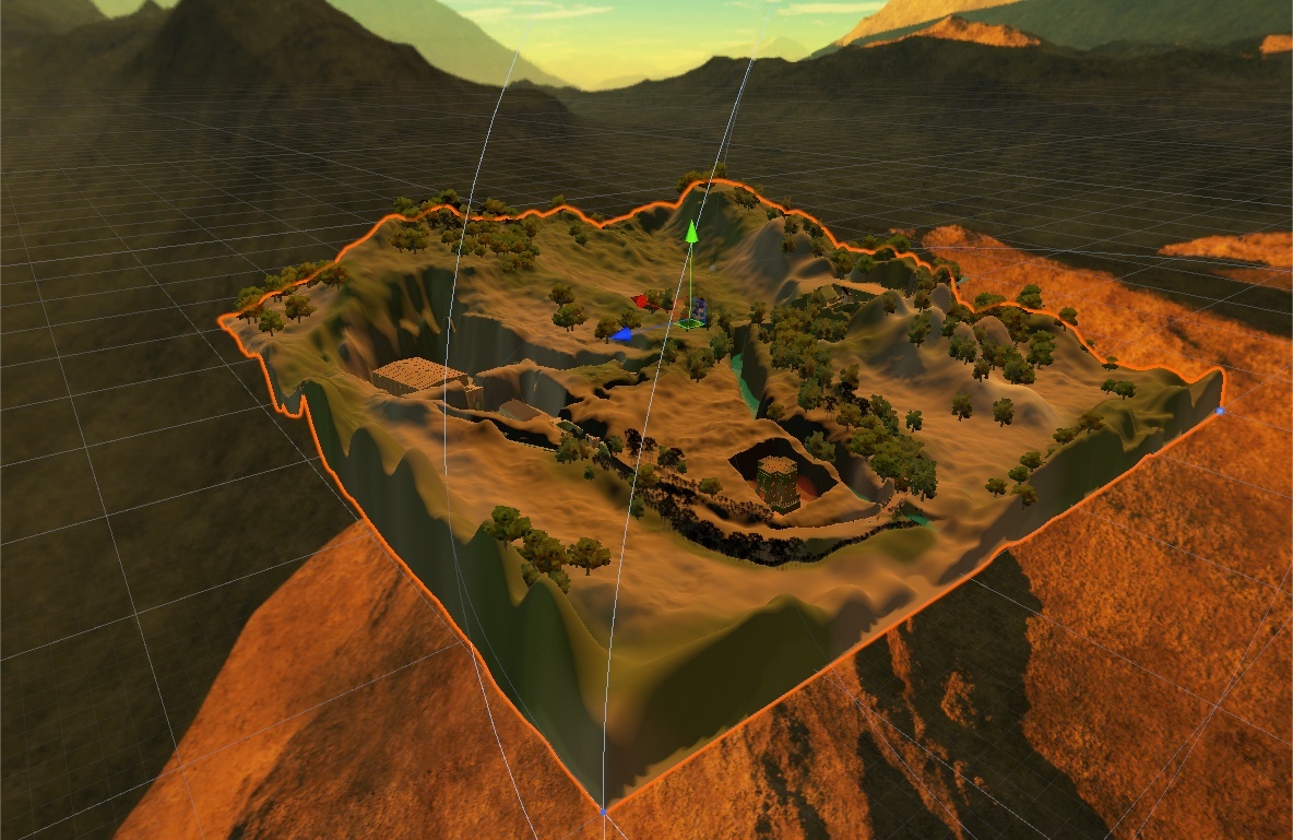 3D rendering of a jagged hill