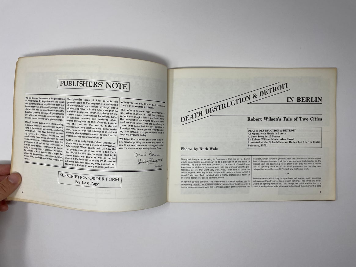 Performance Art Magazine No. 1 (1979) thumbnail 3