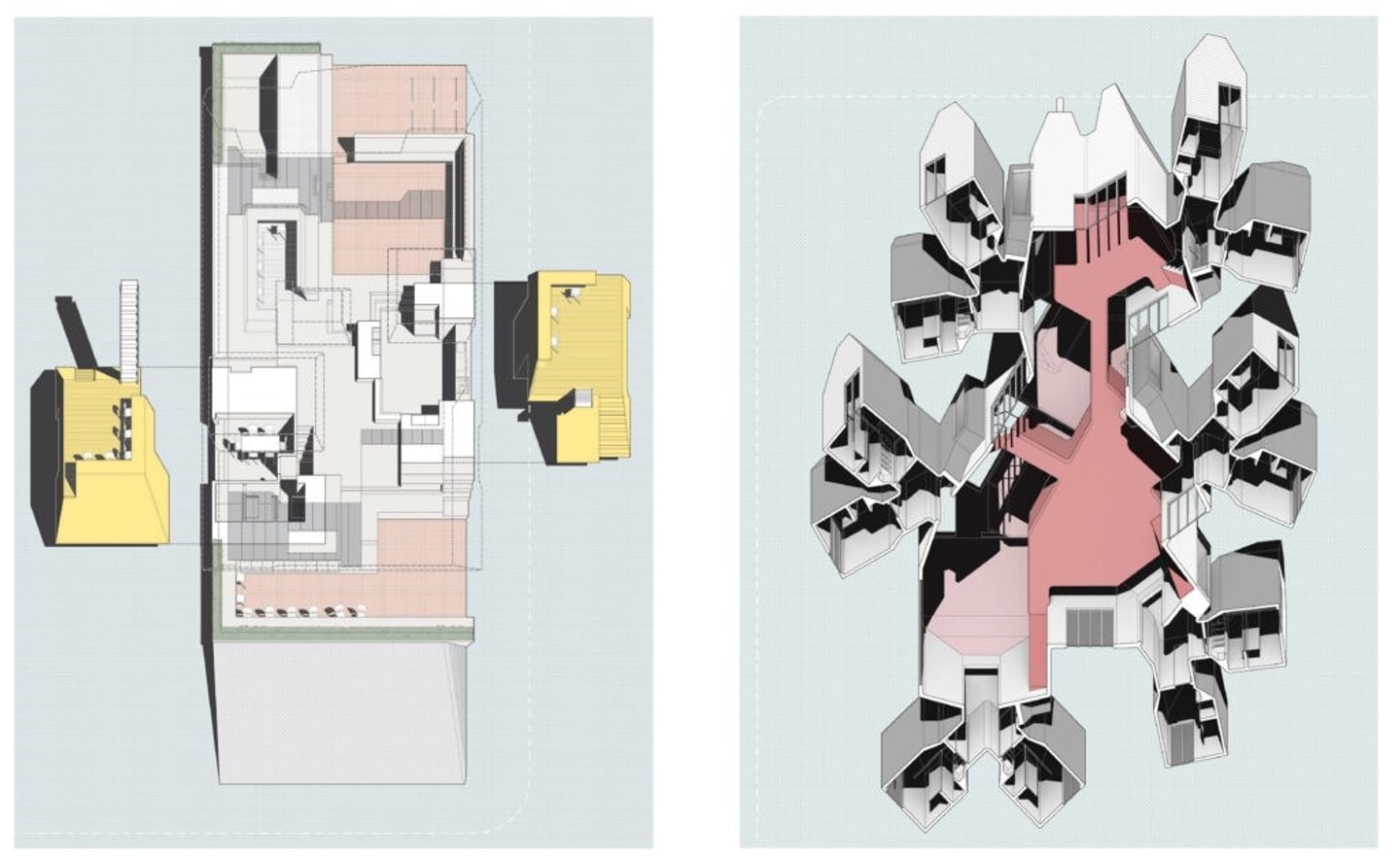 side by side architect drawings 