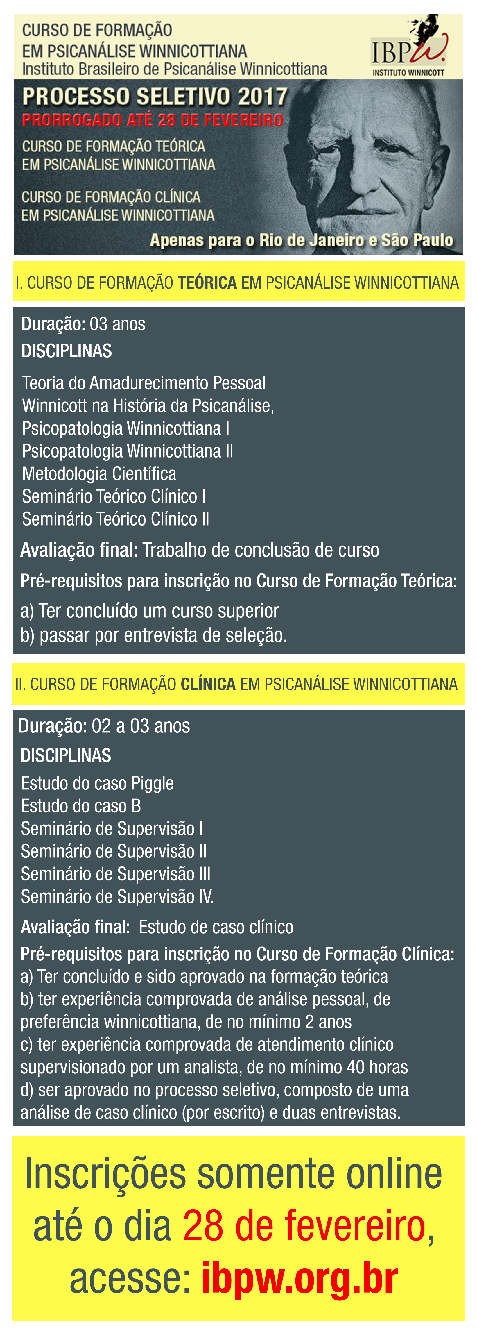 CURSO DE FORMAÇÃO TEÓRICA EM PSICANÁLISE WINNICOTTIANA