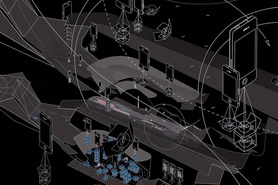 Large-scale diagram outlining products being loaded onto a ship.