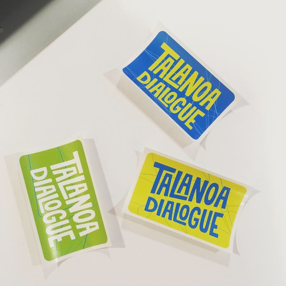 Three stickers that all read "Talanoa Dialogue"