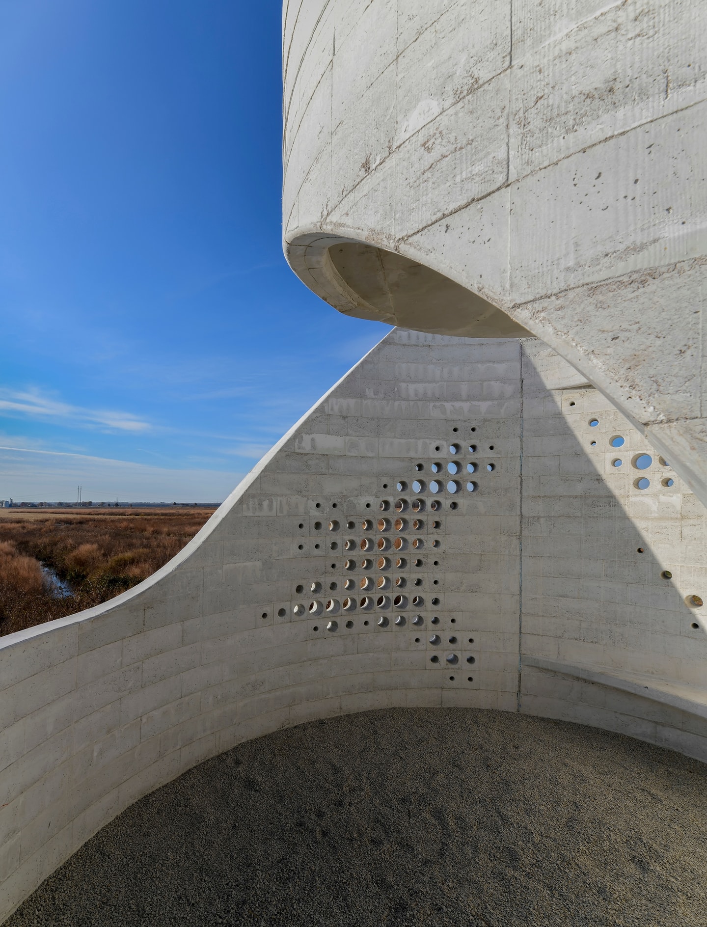 close up of concrete bird blind