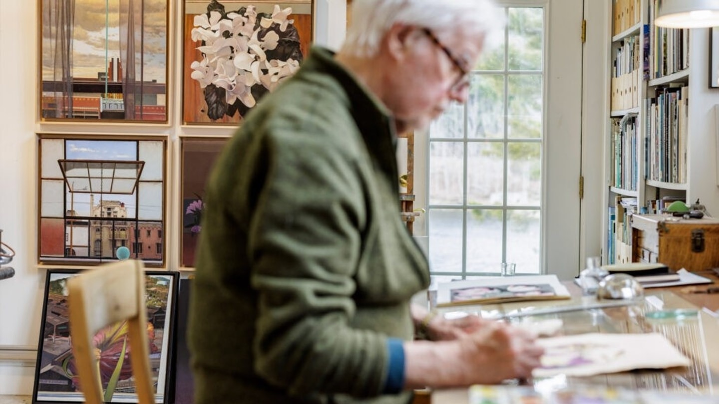 John Moore in studio