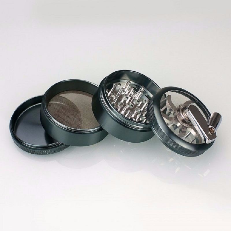 4-Piece Herb Grinder Sifter with Rotary Crank Handle