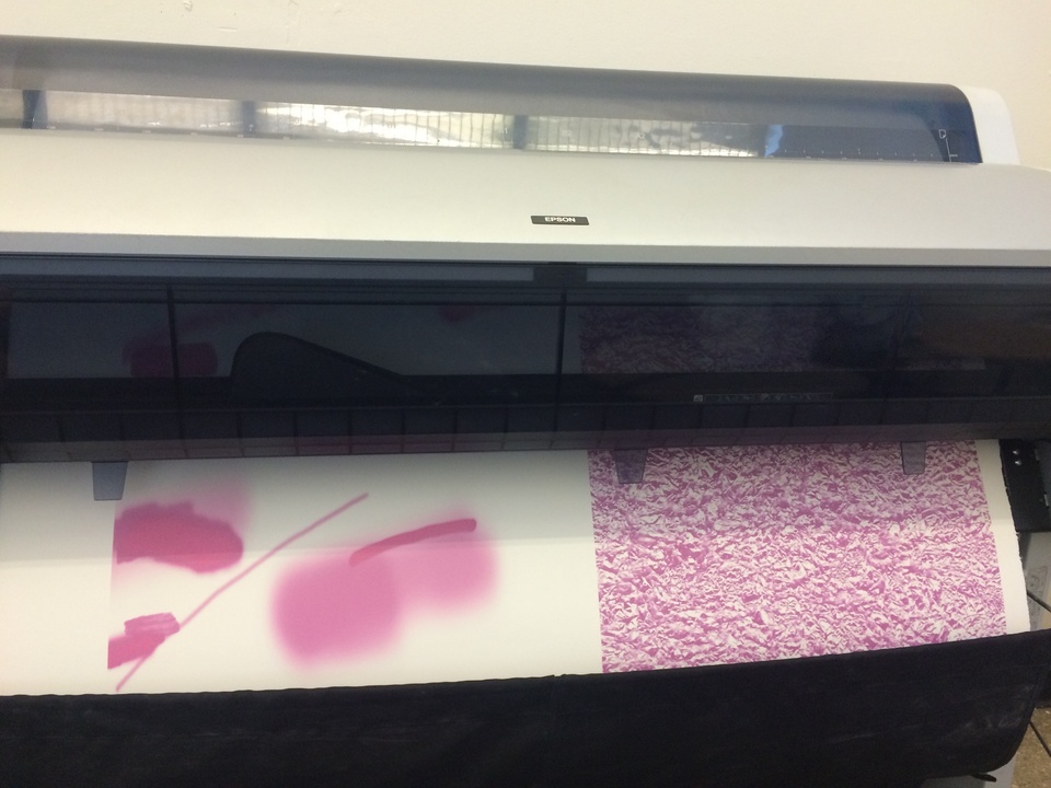 Inkjet print coming out of printer