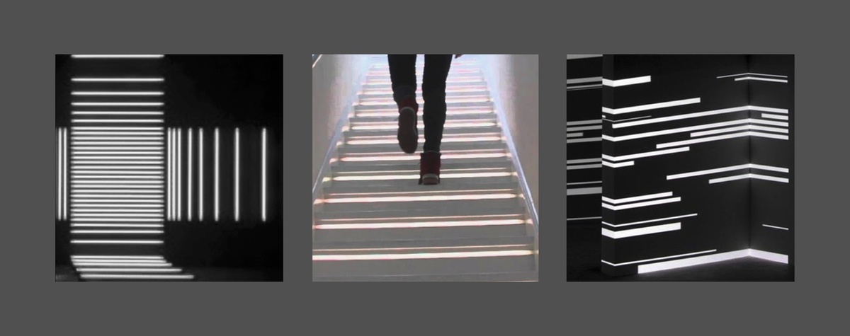 Moodboard showing how the digital stairs' content will appear in the space.