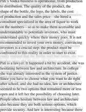 Untitled (Pati's vodka business...)