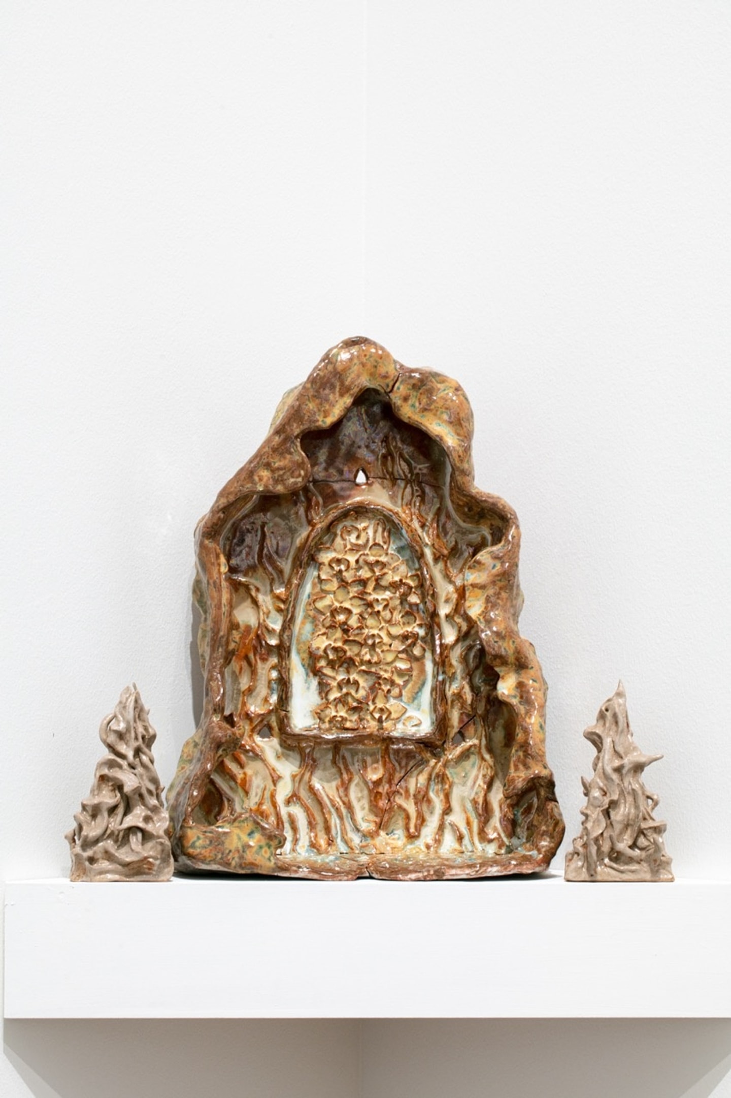 close up of clay piece from installation