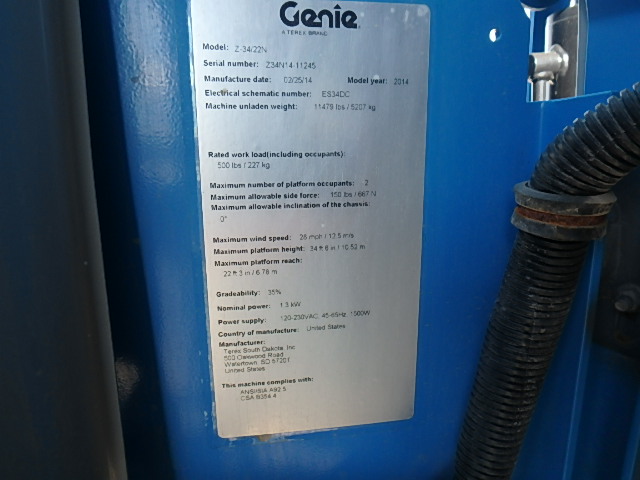 2014 Genie Z34/22N For Sale - Aerial Titans Inc.