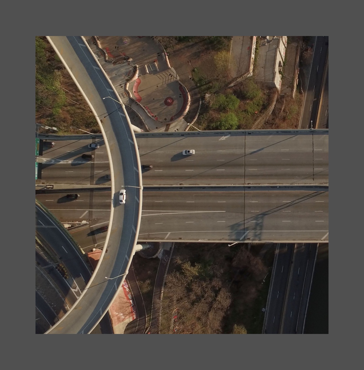 Overhead shot of cars on a highway
