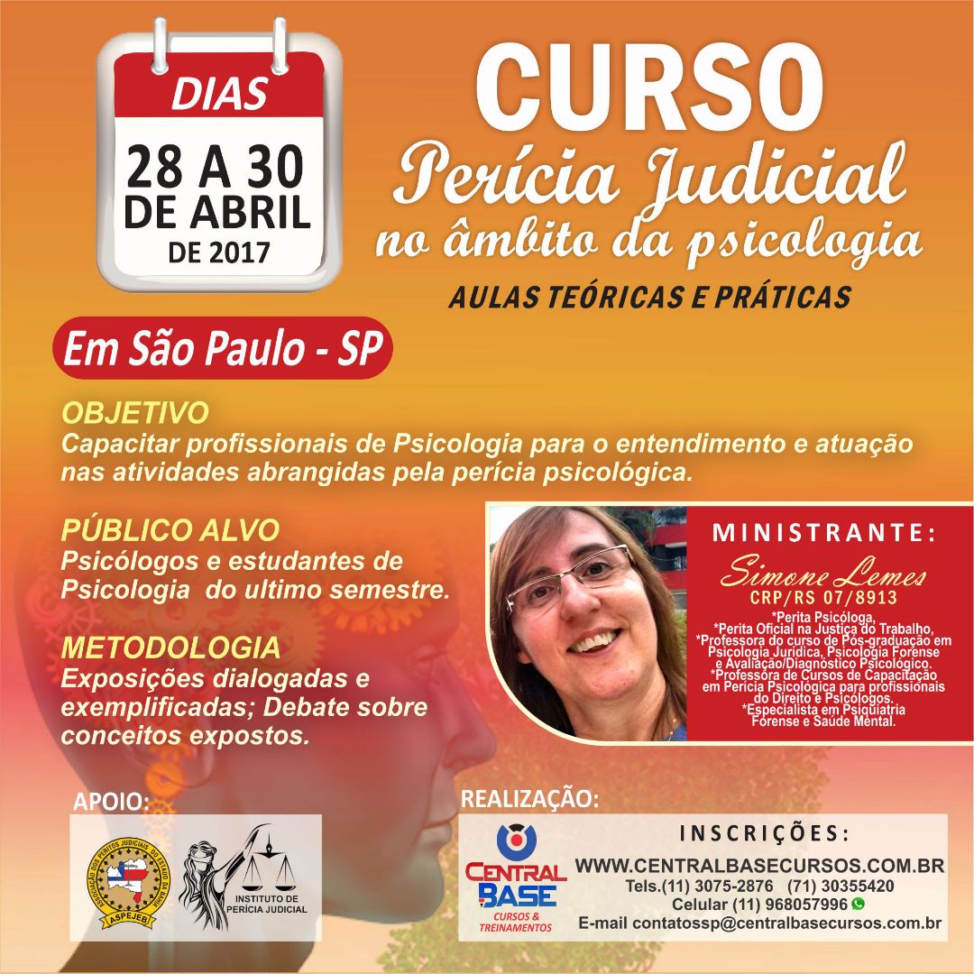 CURSO DE PERICIA JUDICIAL NO ÂMBITO DA PSICOLOGIA em São Paulo