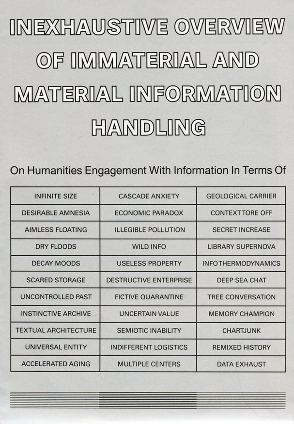 Inexhaustive Overview Of Immaterial And Material Information Handling