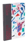 Book cover saying Sarah Cain: Enter the Center with abstract shapes in red, blue and green on white